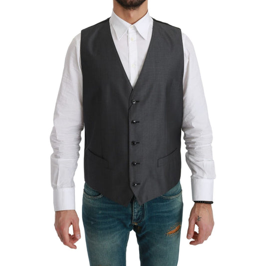 Dolce & Gabbana Elegant Gray Wool Blend Dress Vest Dolce & Gabbana