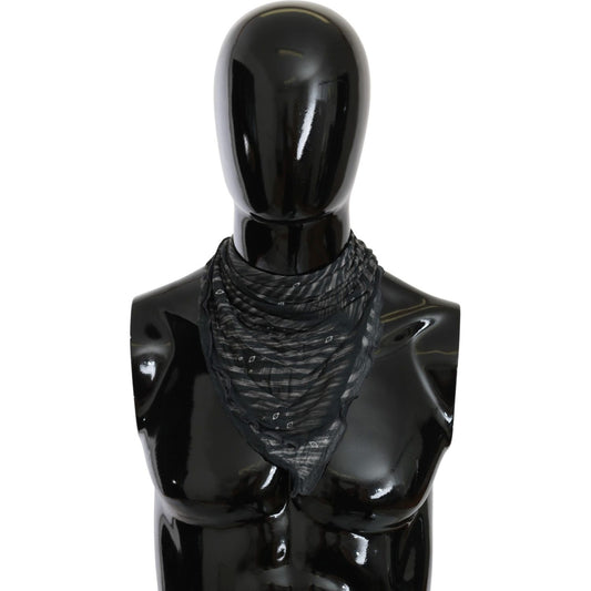 Costume National Black Gray Viscose Foulard Branded Scarf