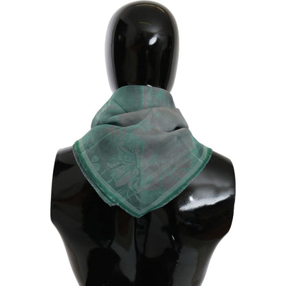 Costume National Green Silk Shawl Foulard Wrap Scarf