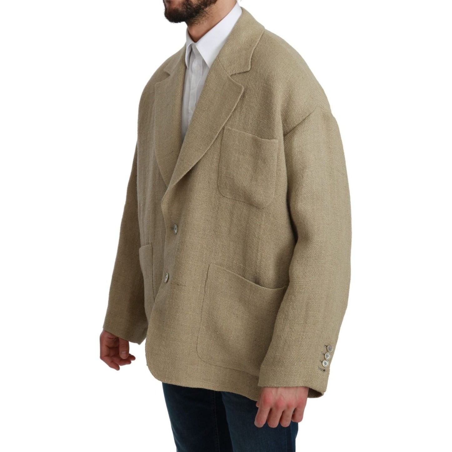 Dolce & Gabbana Chic Beige Jute Single-Breasted Blazer Dolce & Gabbana