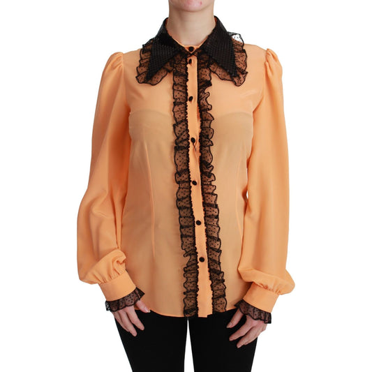 Dolce & Gabbana Silk Blend Yellow Blouse with Sequined Collar Dolce & Gabbana