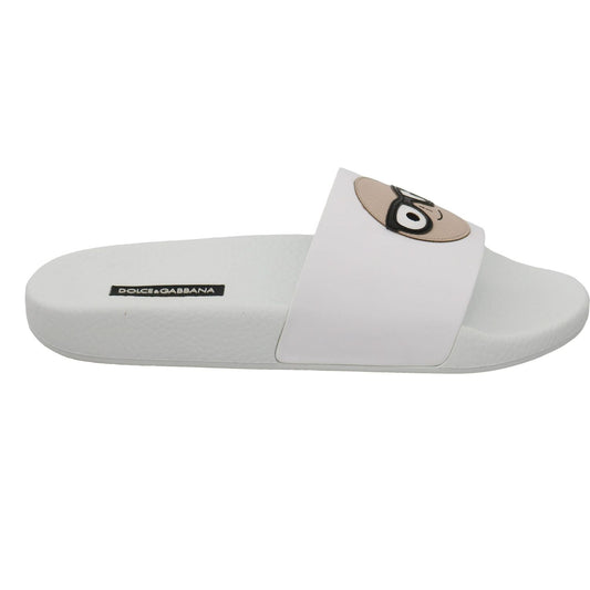 Dolce & Gabbana White Leather #dgfamily Slides Shoes Sandals 1728,67345645728,Dolce & Gabbana,EU35/US4.5,Flat Shoes - Women - Shoes,Material: 100% Leather top,New with tags,rest rubber,Sandals - Shoes,Shoes,Slippers - Sandals - Shoes,White,Women,Women - S