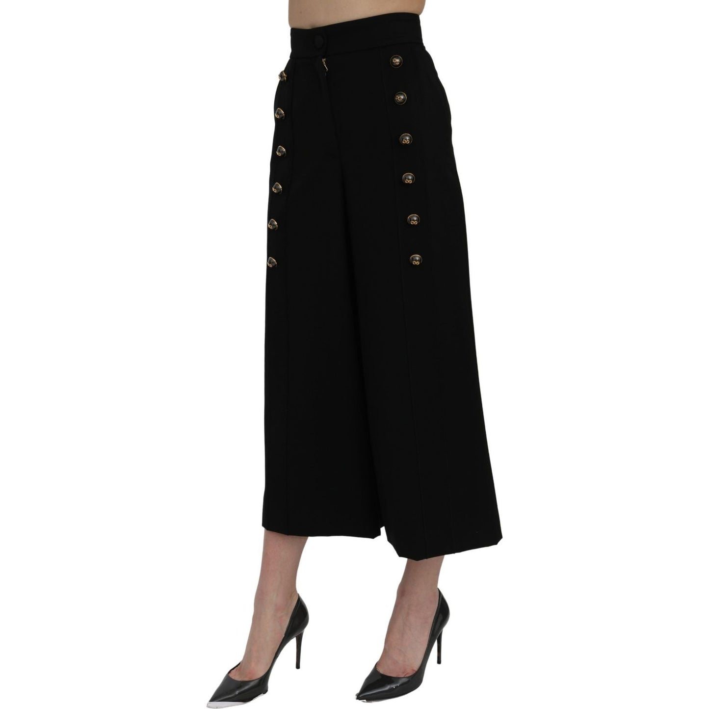 Dolce & Gabbana Elegant High Waist Wide Leg Wool Pants Dolce & Gabbana