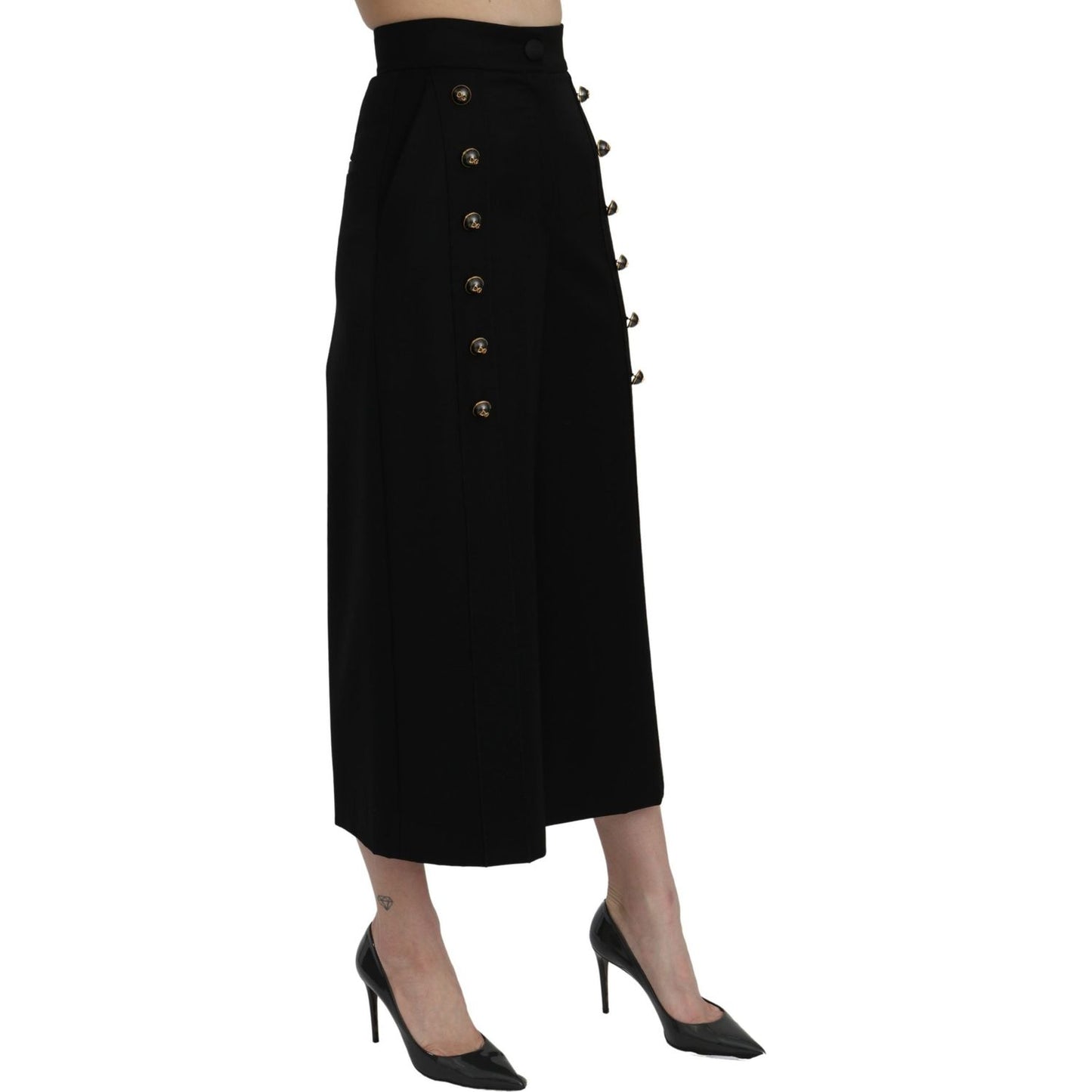 Dolce & Gabbana Elegant High Waist Wide Leg Wool Pants Dolce & Gabbana