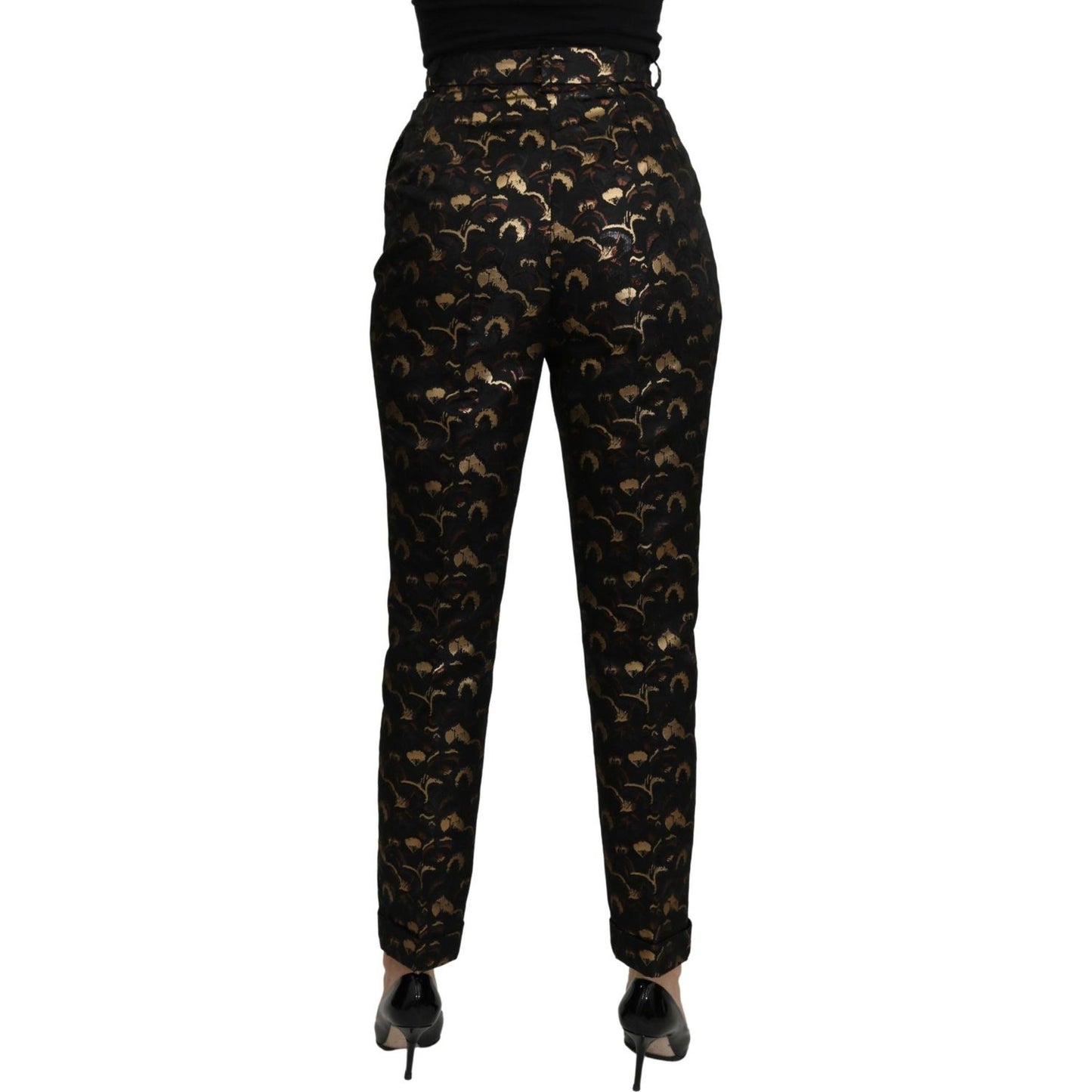 Dolce & Gabbana Elegant High Waist Tapered Brocade Pants Jeans & Pants Dolce & Gabbana