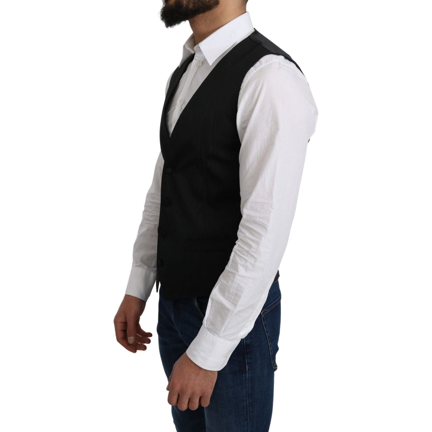 Dolce & Gabbana Elegant Silk Formal Gray Vest Dolce & Gabbana