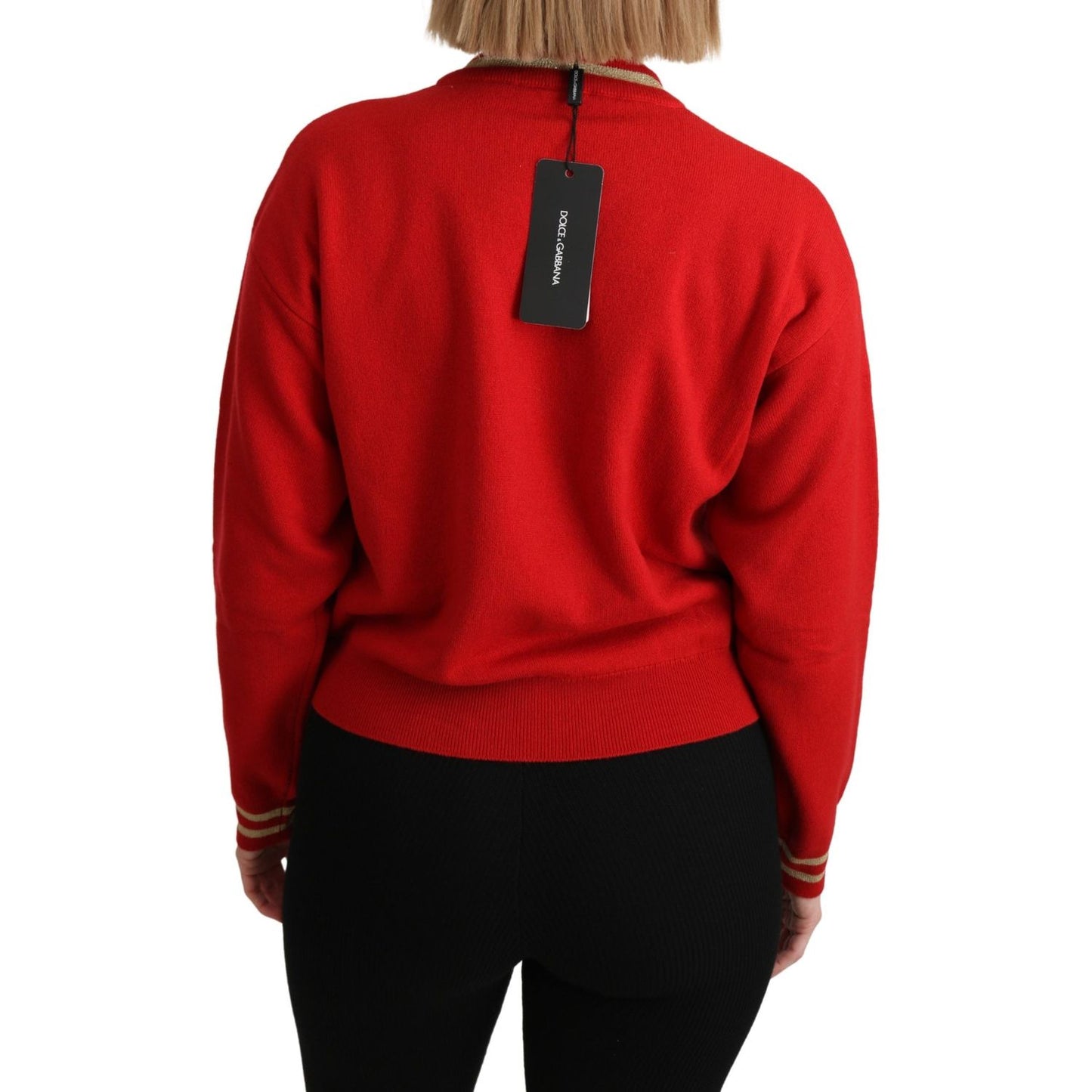 Dolce & Gabbana Radiant Red Cartoon Motive Cashmere Sweater Dolce & Gabbana