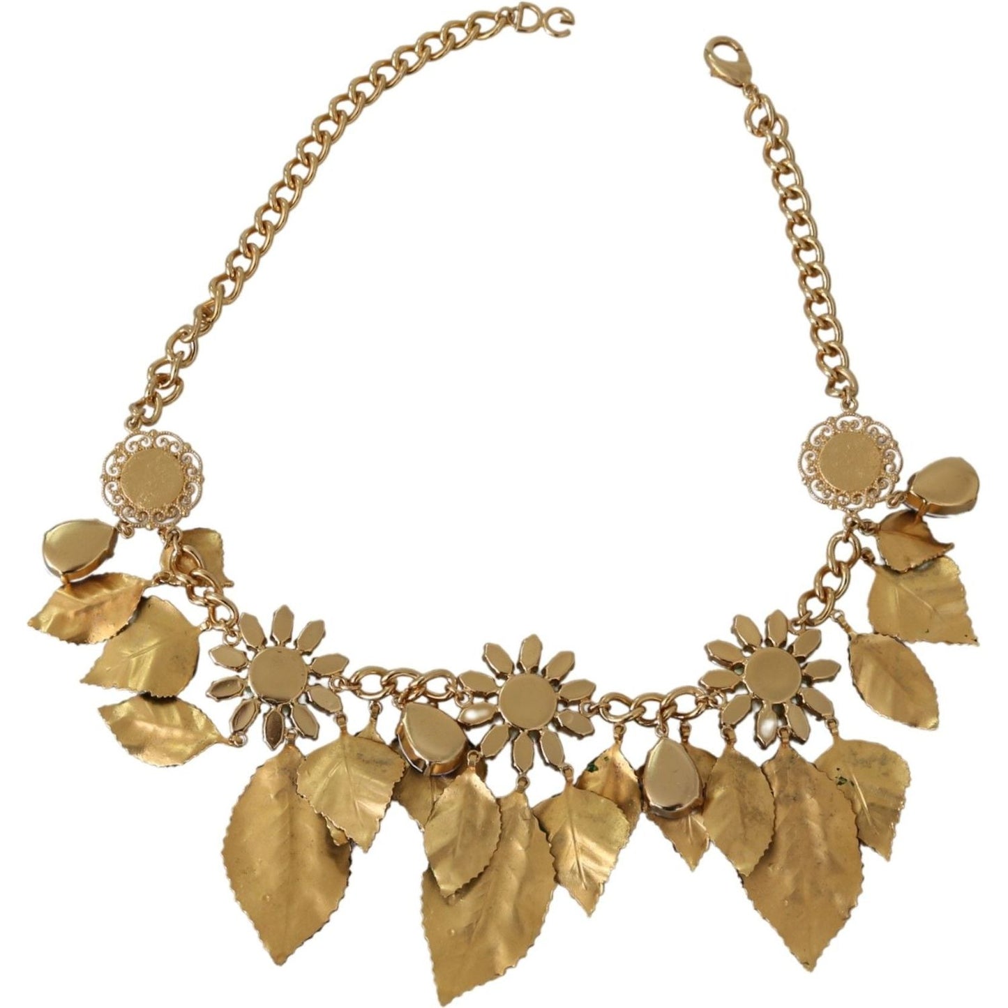 Dolce & Gabbana Elegant Crystal Charms Leaves Pendant Necklace Necklace Dolce & Gabbana