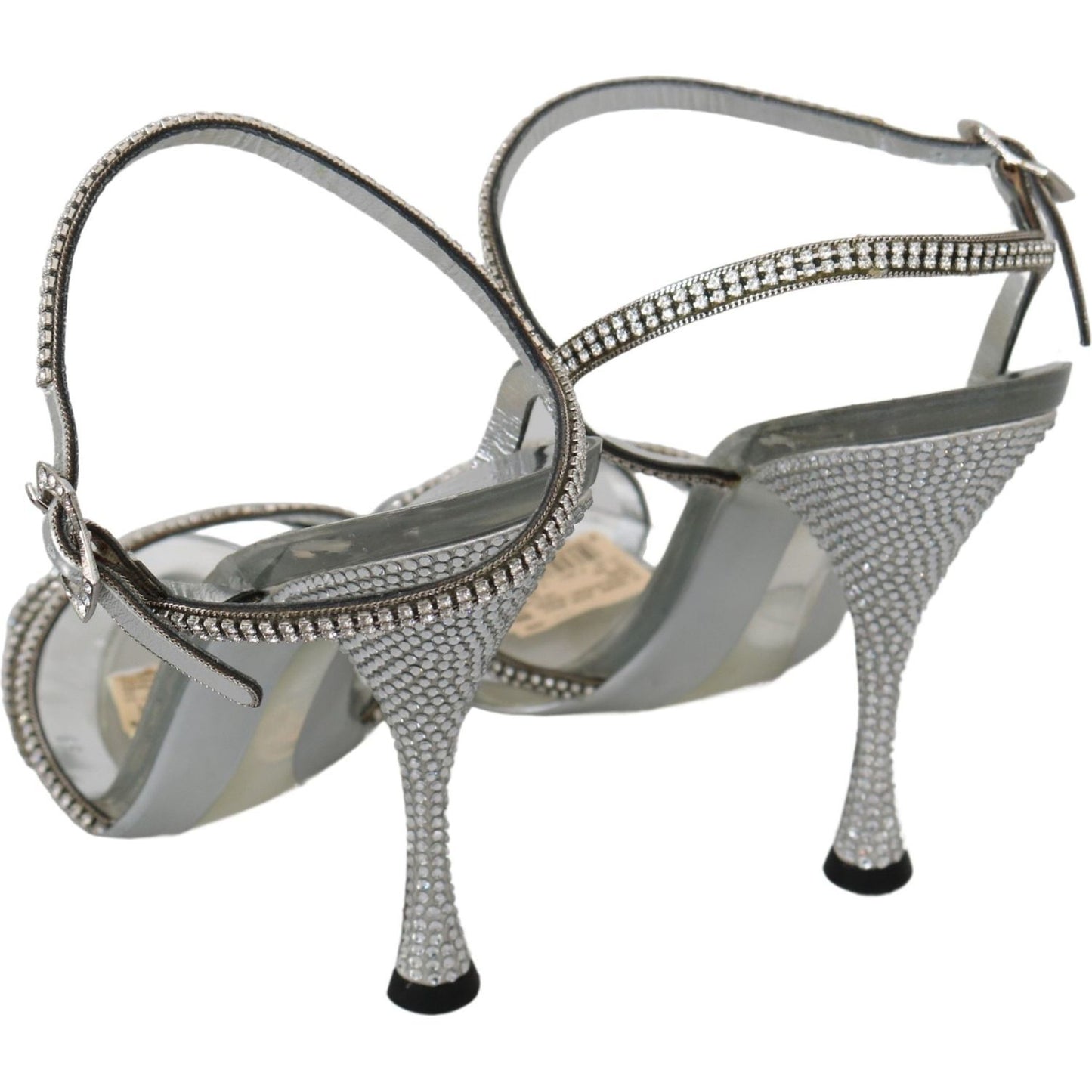 Dolce & Gabbana Silver Crystal Ankle Strap Sandals Shoes 1728,67345645728,Dolce & Gabbana,EU39/US8.5,Material: Leather,New with tags,Sandals - Shoes,Sandals - Women - Shoes,Shoes,Silver,Stiletto Heels - Sandals - Shoes,Strap-Ons - Sandals - Shoes,Women,Wo