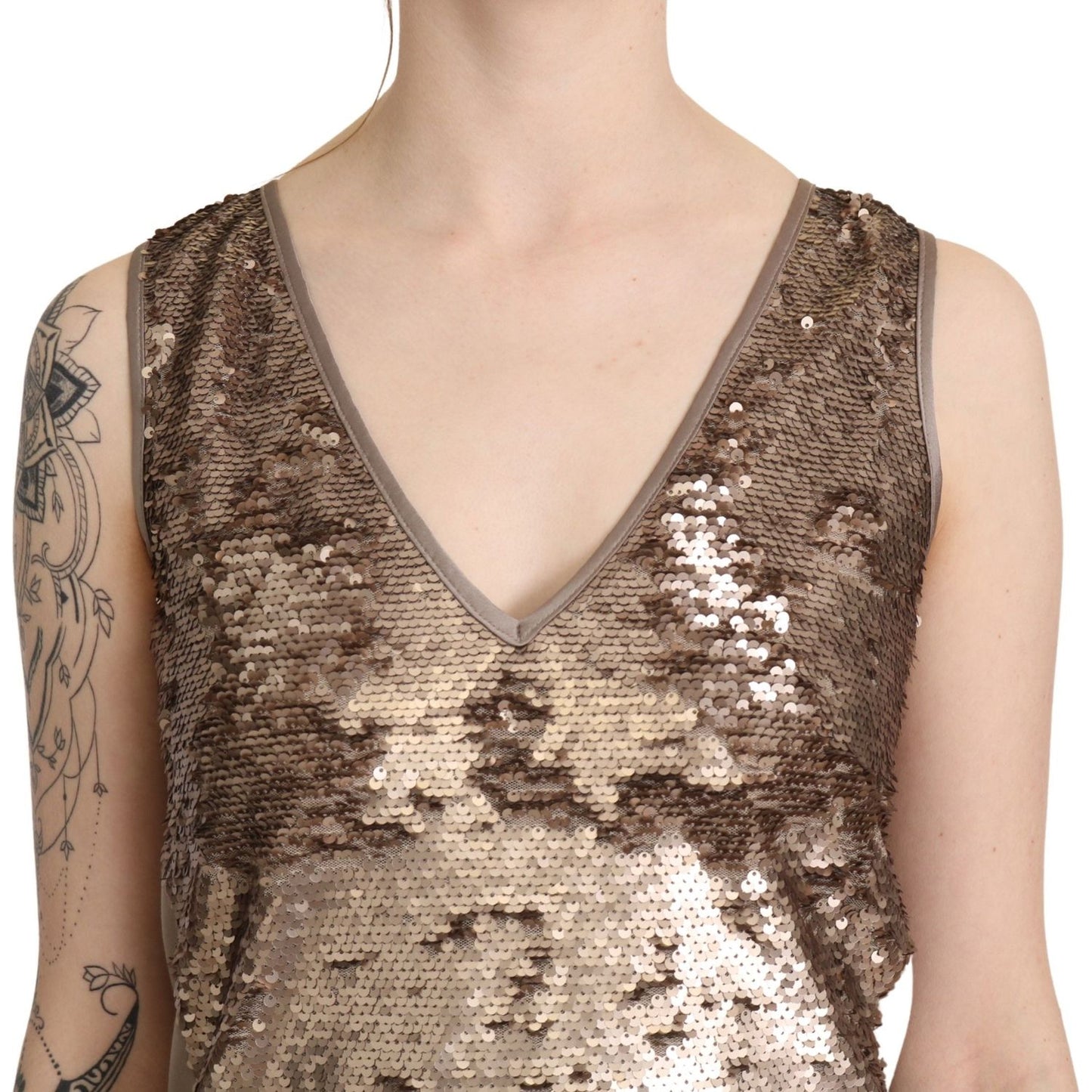 Liu Jo Glamorous V-Neck Sleeveless Sequin Mini Dress Liu Jo