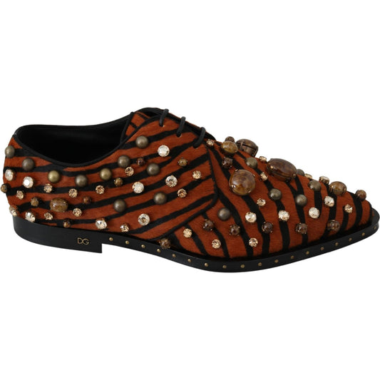 Dolce & Gabbana Tiger Pattern Crystal Embellished Flats Dolce & Gabbana