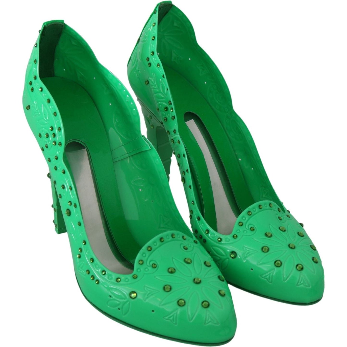 Dolce & Gabbana Enchanting Crystal Cinderella Pumps in Lush Green Dolce & Gabbana