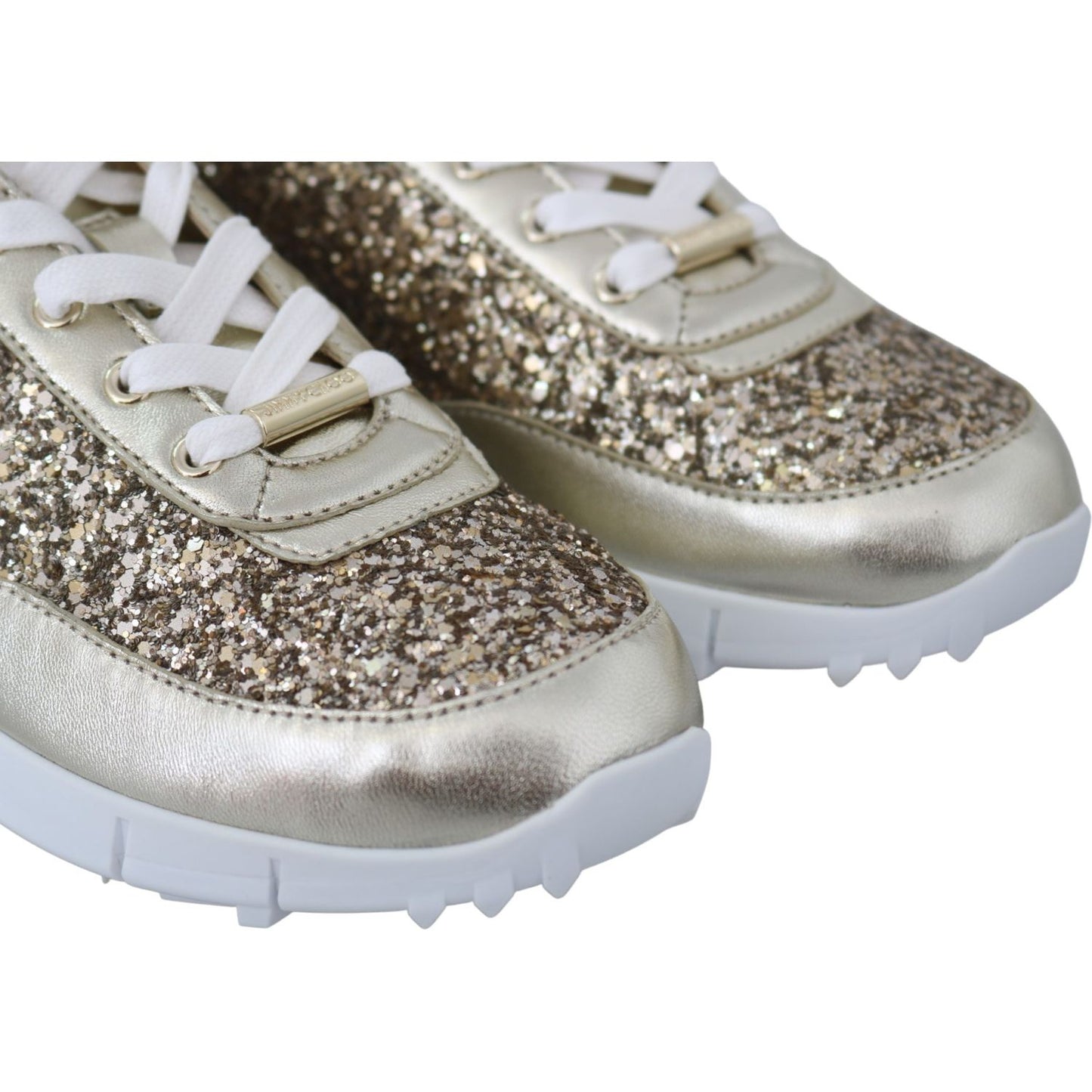 Jimmy Choo Antique Gold Glitter Leather Sneakers Jimmy Choo