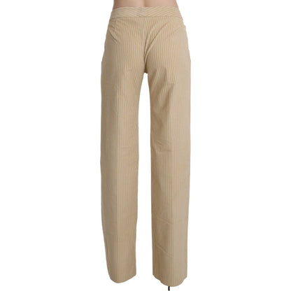 Ermanno Scervino Beige High Waist Flared Wide Leg Trouser Pants Ermanno Scervino