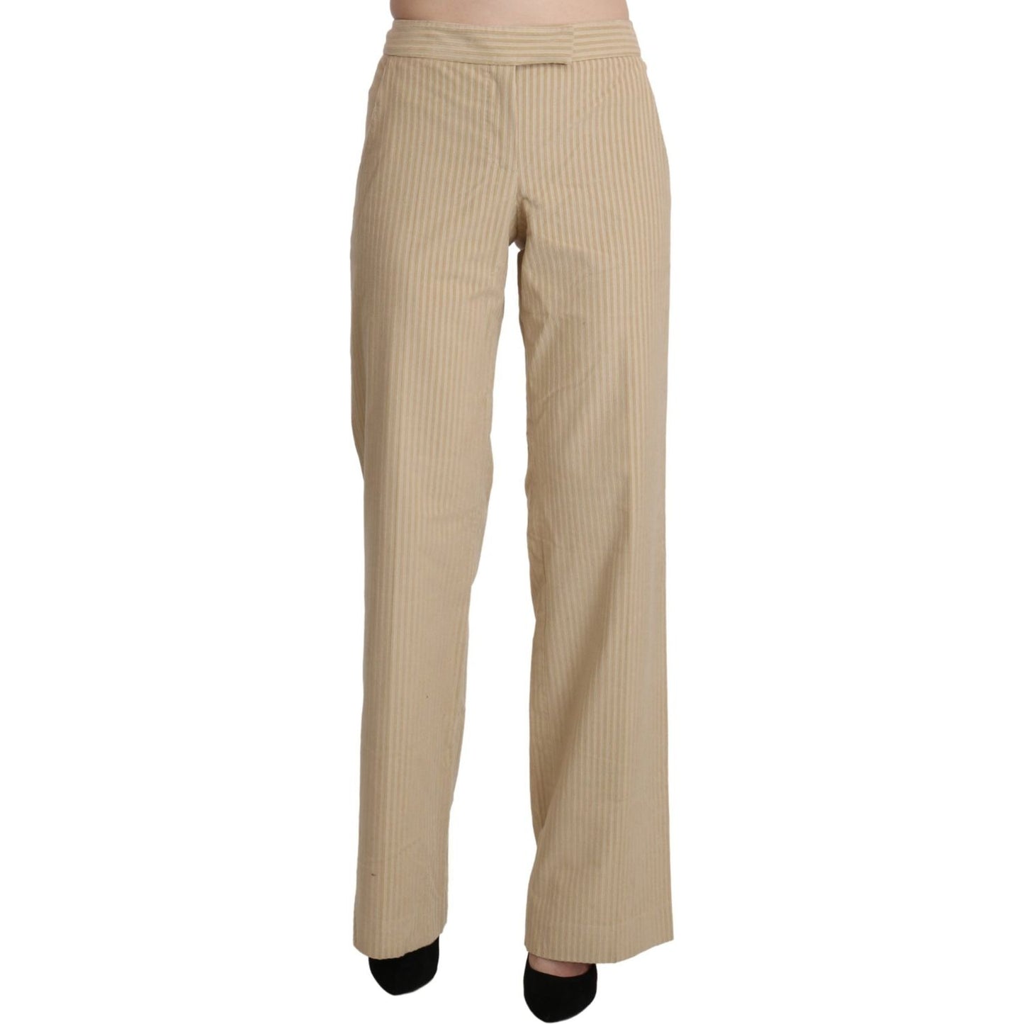 Ermanno Scervino Beige High Waist Flared Wide Leg Trouser Pants Ermanno Scervino