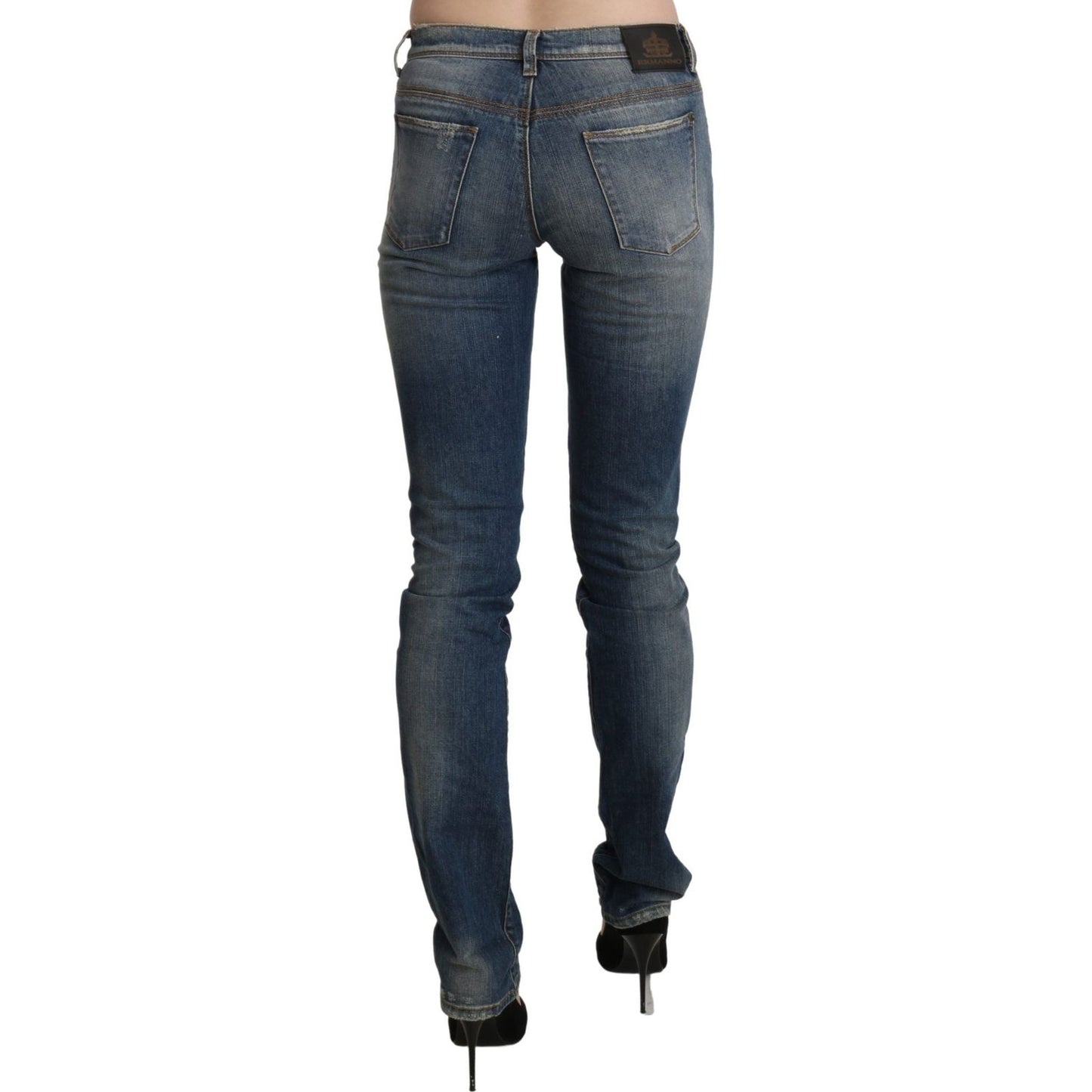 Ermanno Scervino Chic Mid Waist Skinny Denim in Blue Washed Ermanno Scervino