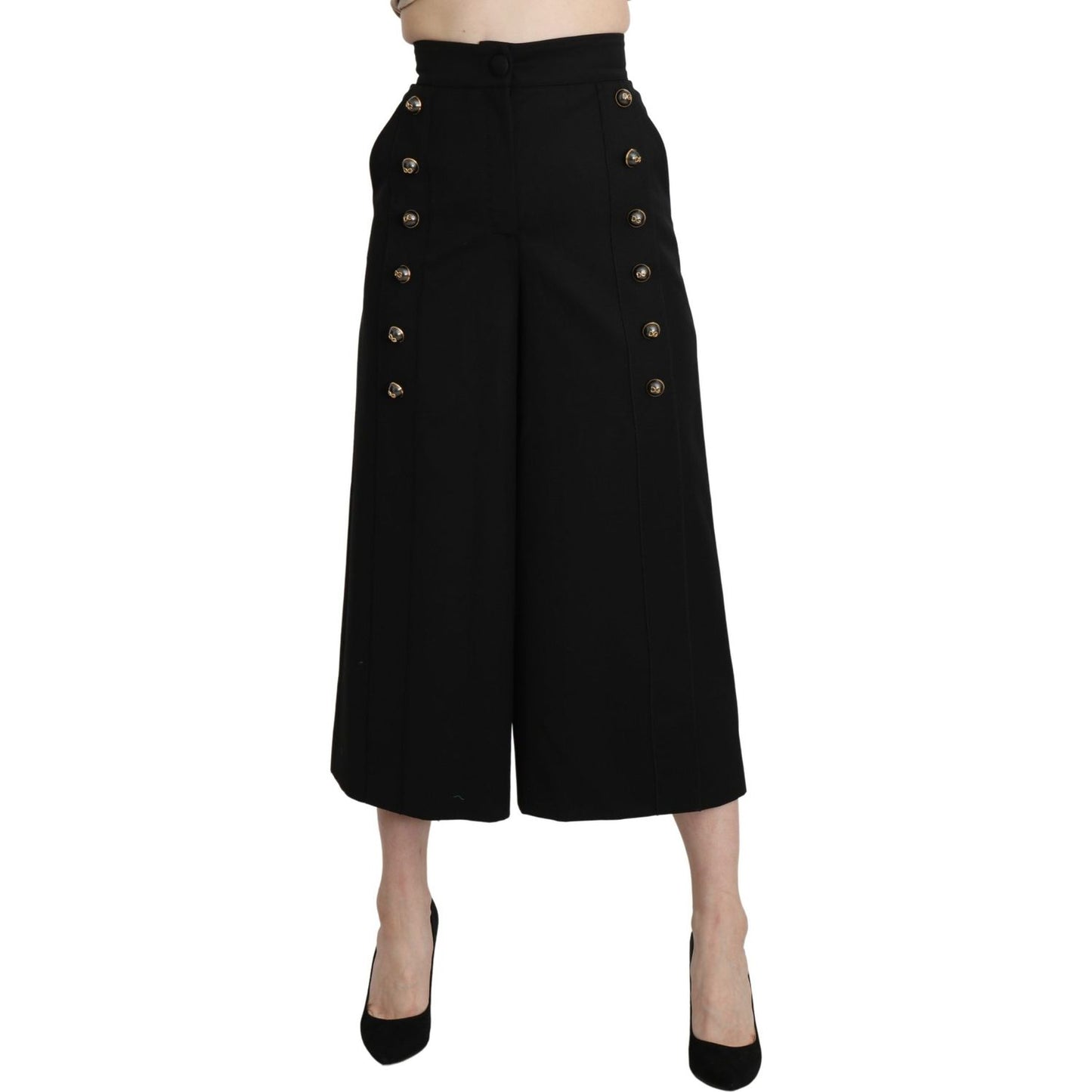 Dolce & Gabbana Elegant High Waist Wide Leg Virgin Wool Trousers Jeans & Pants Dolce & Gabbana