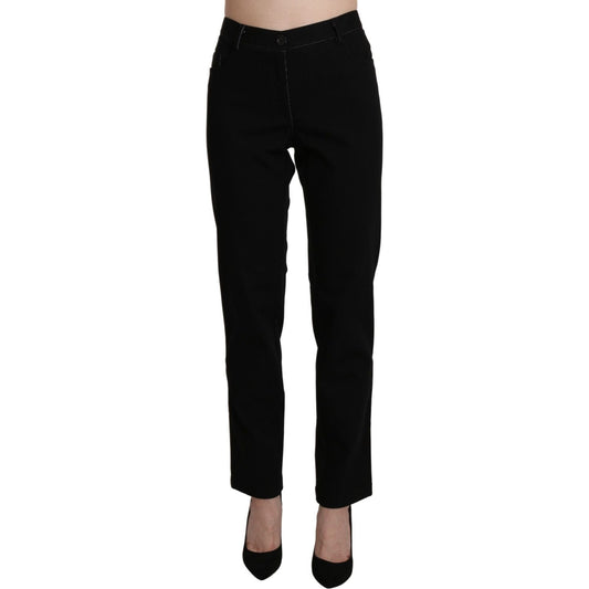 BENCIVENGA Elegant High Waist Straight Black Trousers Jeans & Pants BENCIVENGA