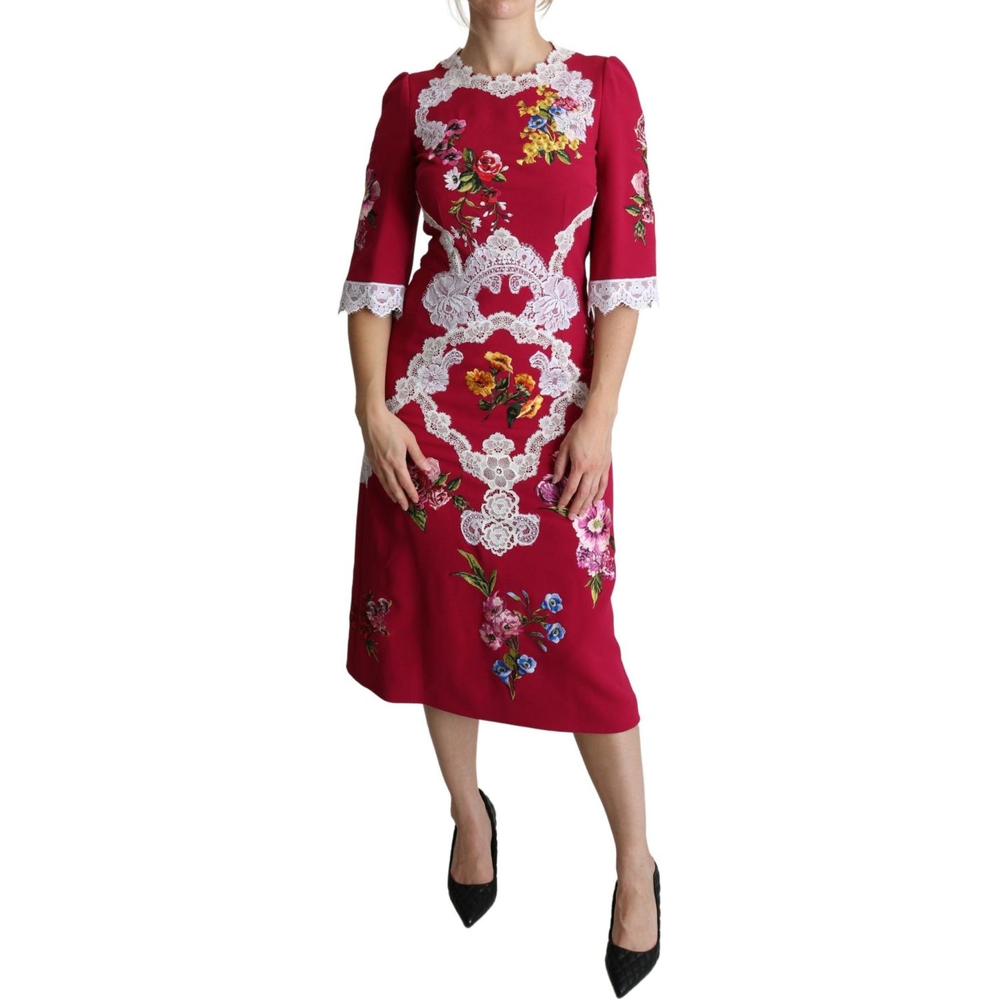 Dolce & Gabbana Floral Embroidered Sheath Midi Dress Dolce & Gabbana