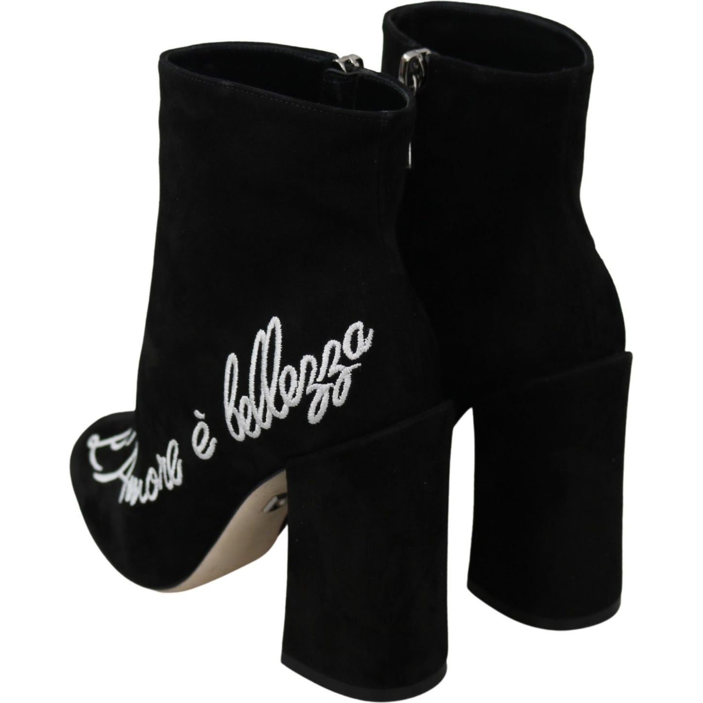 Dolce & Gabbana Embroidered Ankle Boots in Lambskin Suede Dolce & Gabbana