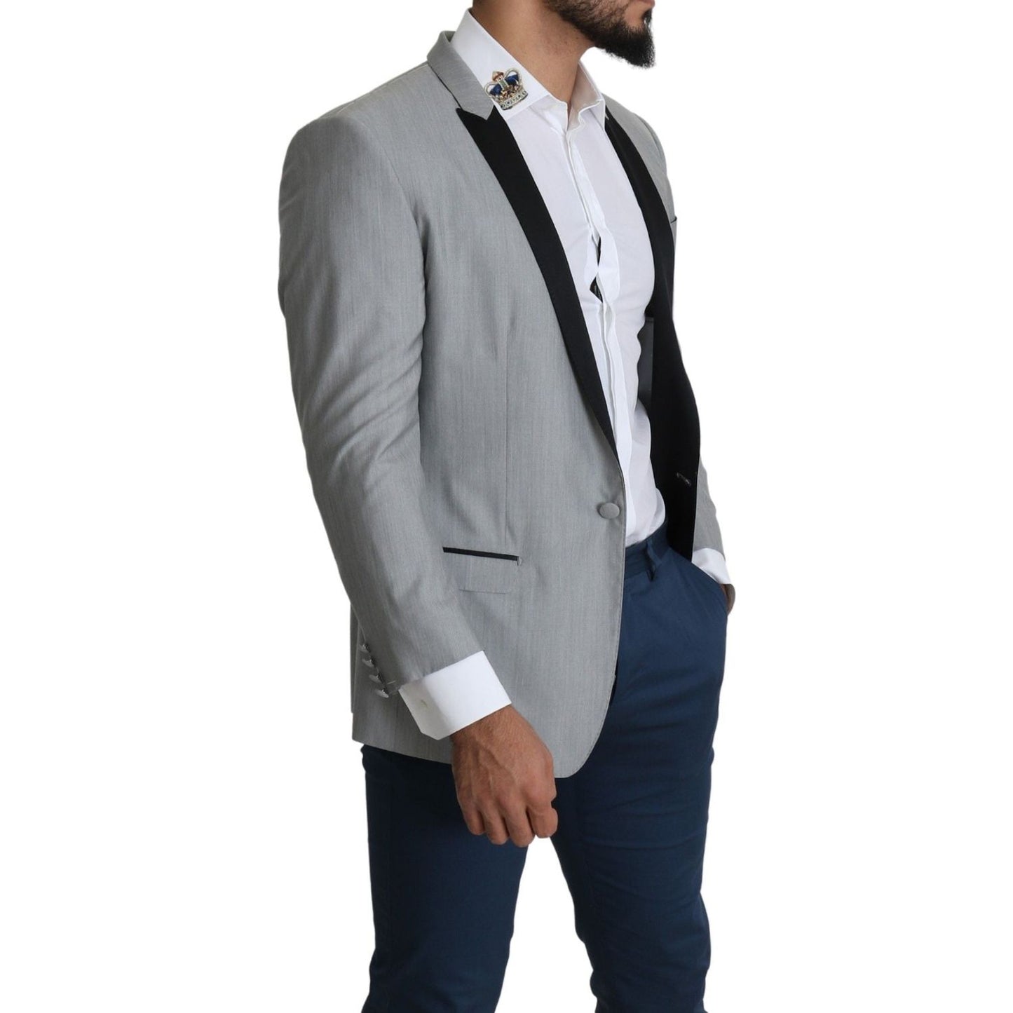 Dolce & Gabbana Elegant Silk Blend Light Gray Blazer Dolce & Gabbana