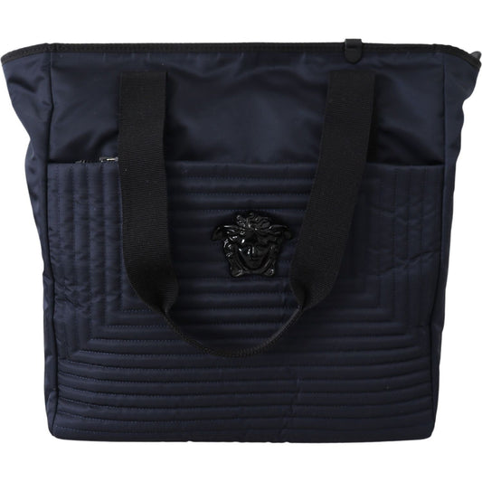 Elegant Blue Nylon Tote Bag