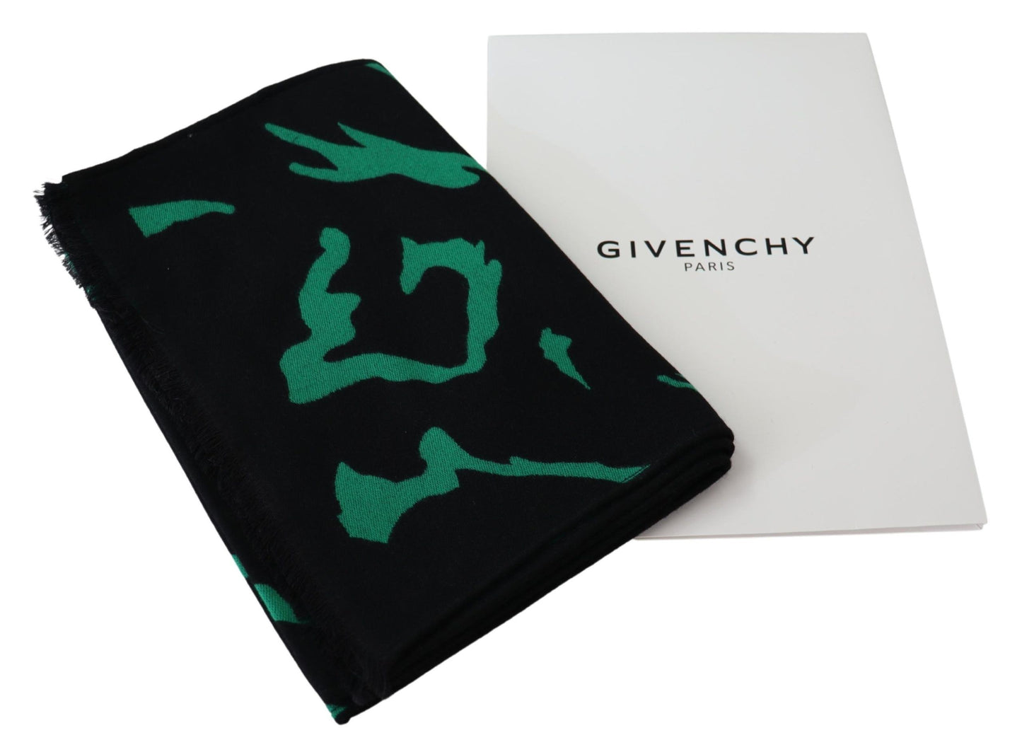 Givenchy Elegant Wool Silk Black Unisex Scarf Givenchy