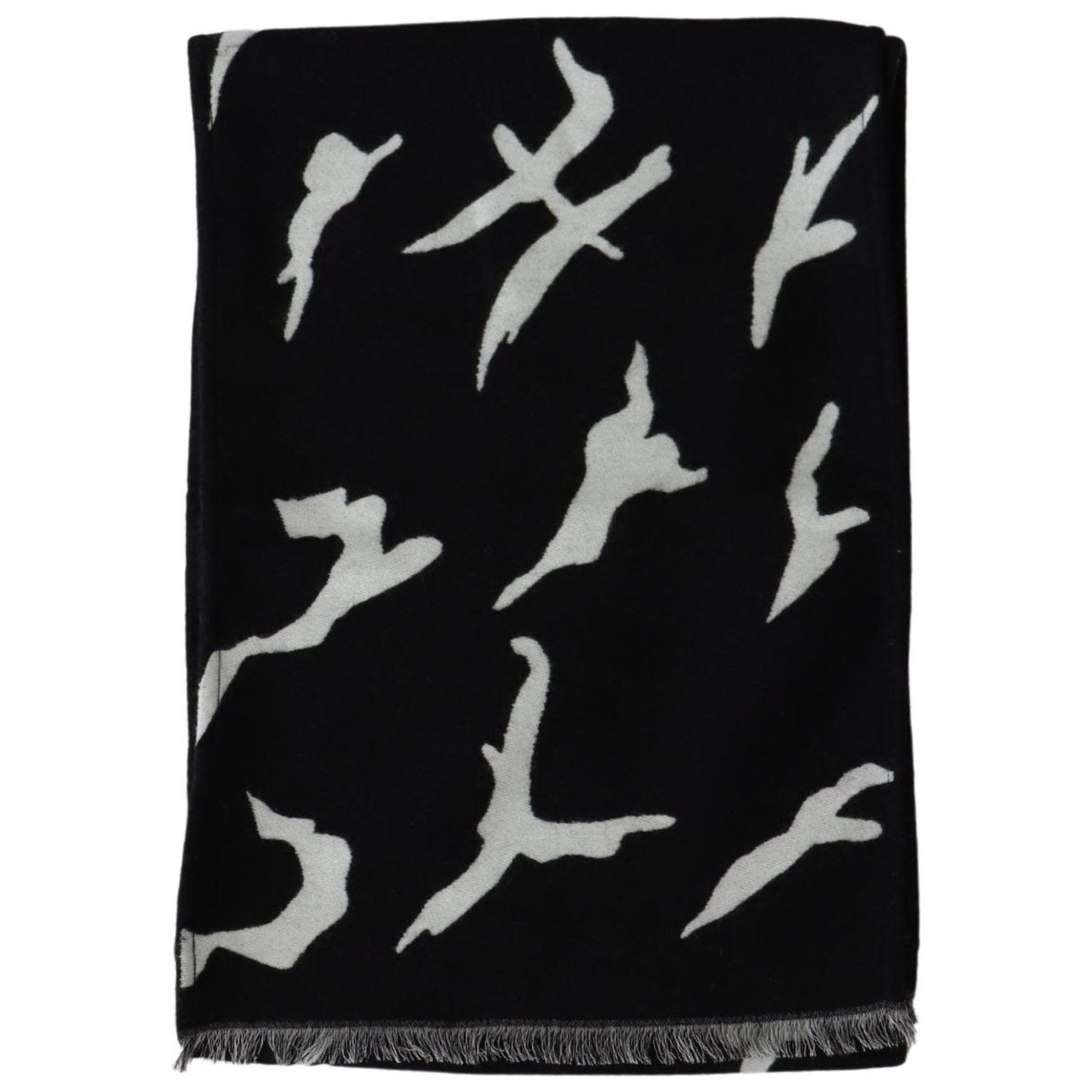 Givenchy Elegant Unisex Wool-Silk Scarf in Black & White Wool Wrap Shawls Givenchy