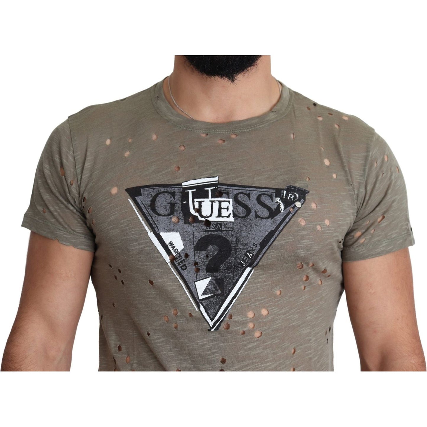 Guess Chic Brown Cotton Stretch T-Shirt Guess