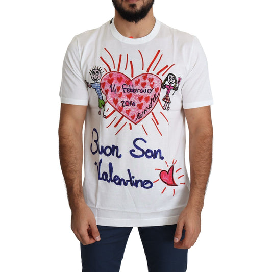 Dolce & Gabbana White Saint Valentine Hearts Print Men T-shirt