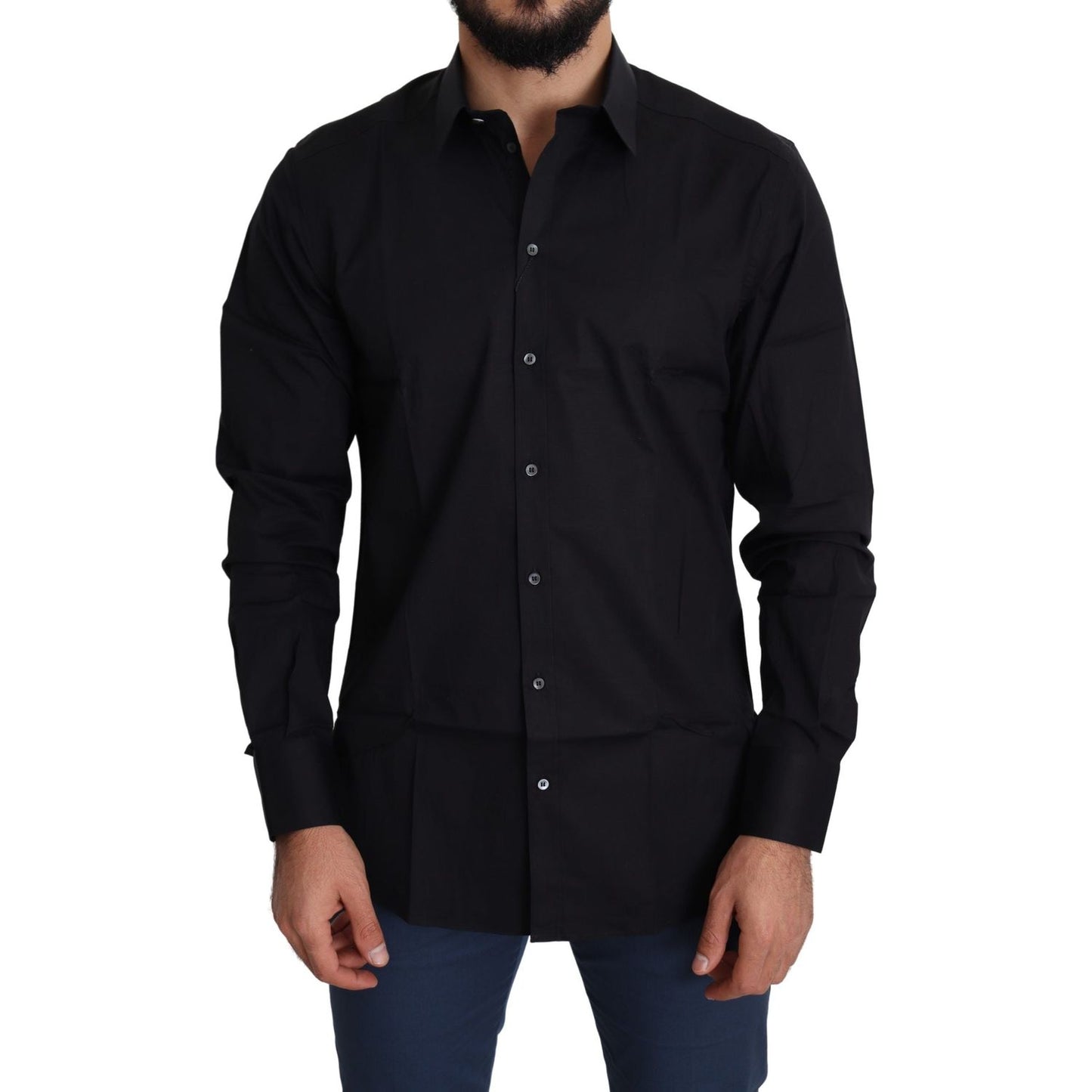 Dolce & Gabbana Elegant Black Cotton Stretch Dress Shirt Dolce & Gabbana