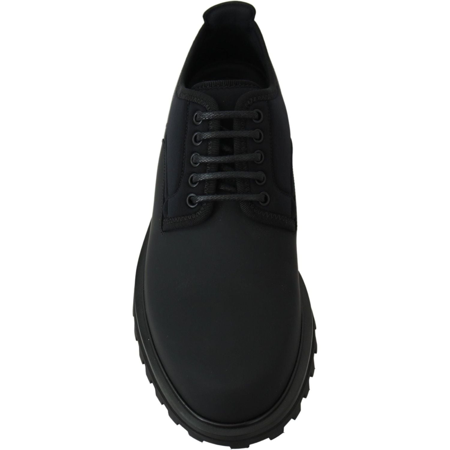 Dolce & Gabbana Black Rubberized Calfskin Chunky Derby Vulcano Shoes