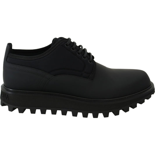 Dolce & Gabbana Elegant Black Calfskin Derby Shoes Dolce & Gabbana