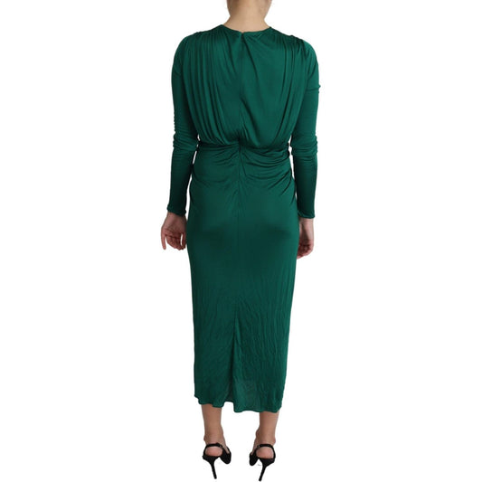 Dolce & Gabbana Emerald Elegance Bodycon Midi Dress Dolce & Gabbana