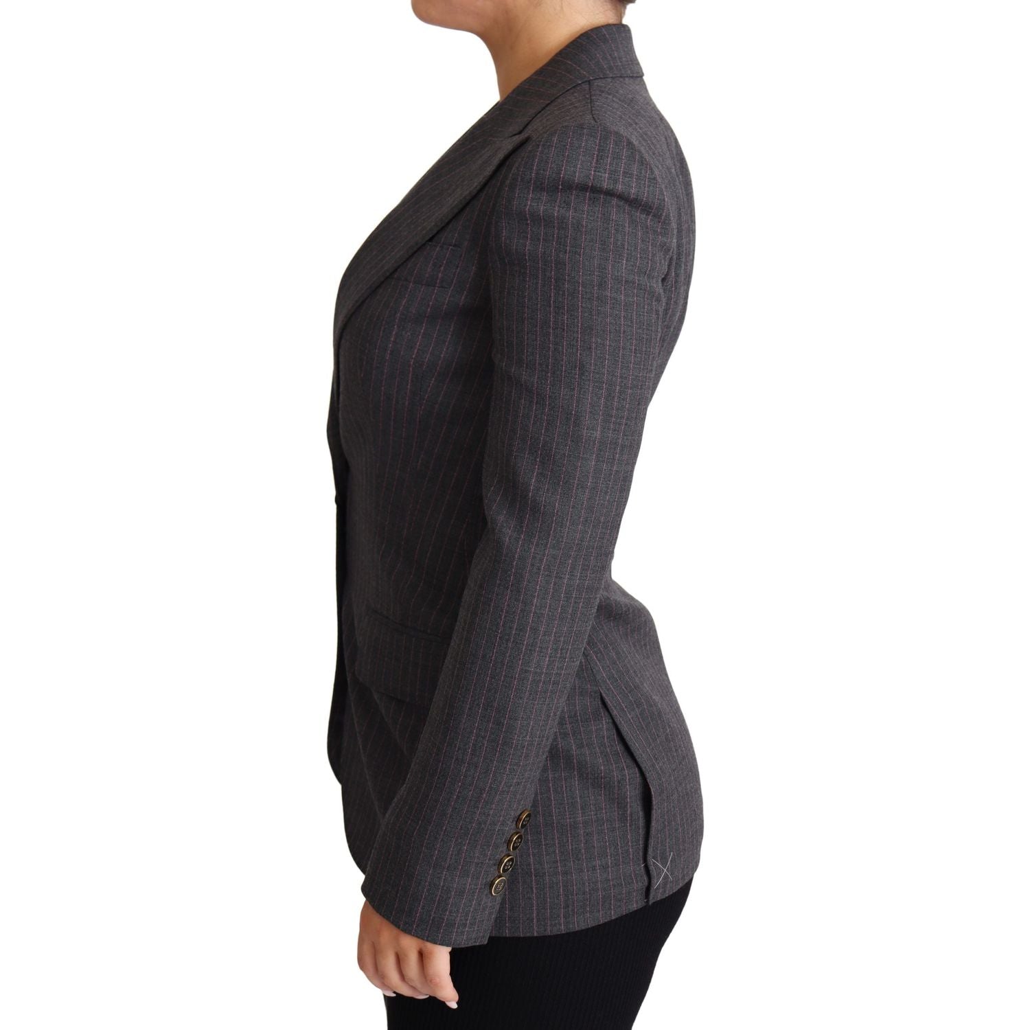 Dolce & Gabbana Gray Single Breasted Fitted Blazer Wool Jacket