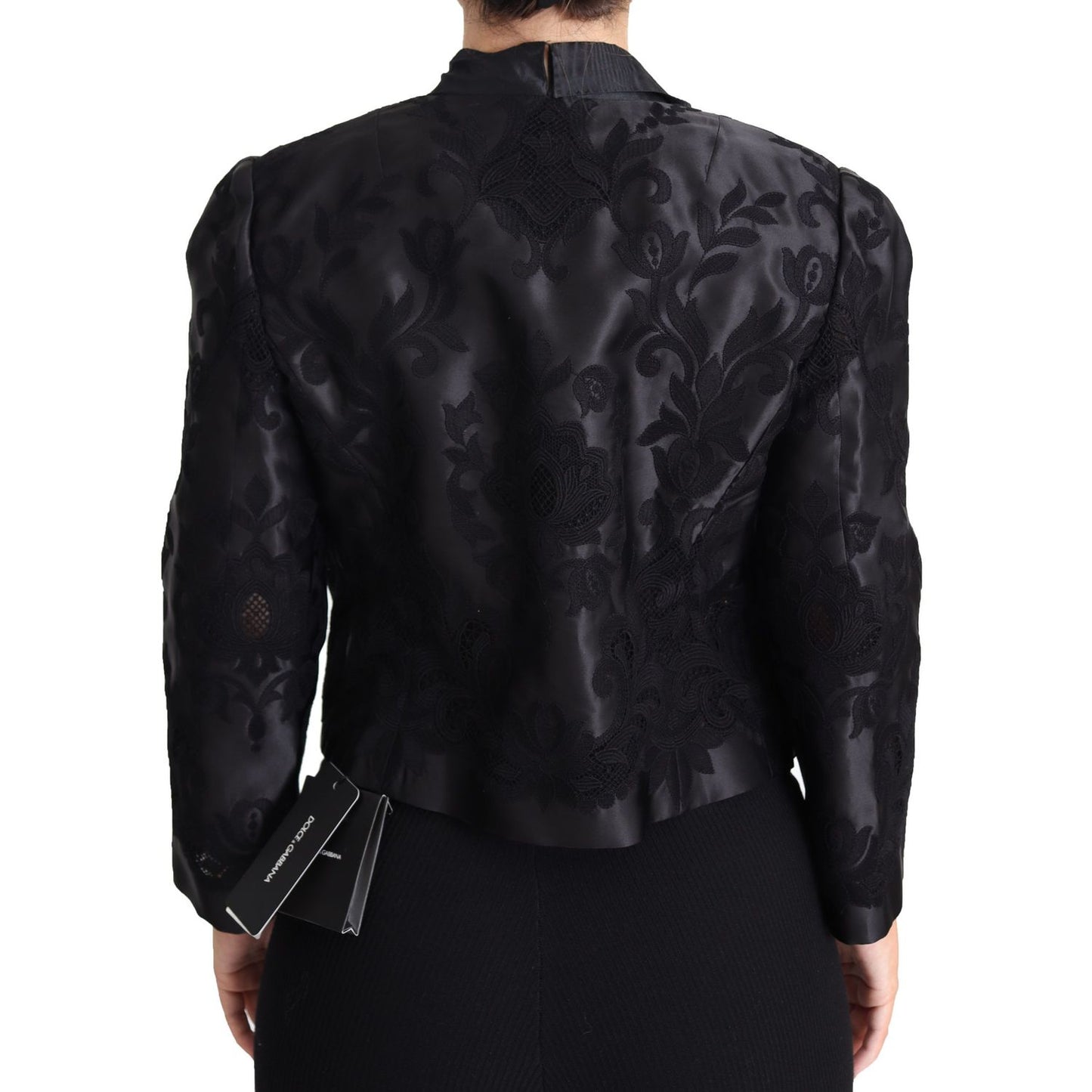 Dolce & Gabbana Black Lace Sheer Corset Organza Silk Jacket 1728,67345645728,Black,Blazers - Suits & Blazers - Clothing,Clothing,Coats - Jackets & Coats - Clothing,Dolce & Gabbana,IT46|XL,Jackets & Coats - Clothing,Jackets & Coats - Women - Clothing,New w