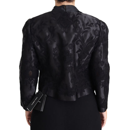 Dolce & Gabbana Black Lace Sheer Corset Organza Silk Jacket 1728,67345645728,Black,Blazers - Suits & Blazers - Clothing,Clothing,Coats - Jackets & Coats - Clothing,Dolce & Gabbana,IT46|XL,Jackets & Coats - Clothing,Jackets & Coats - Women - Clothing,New w