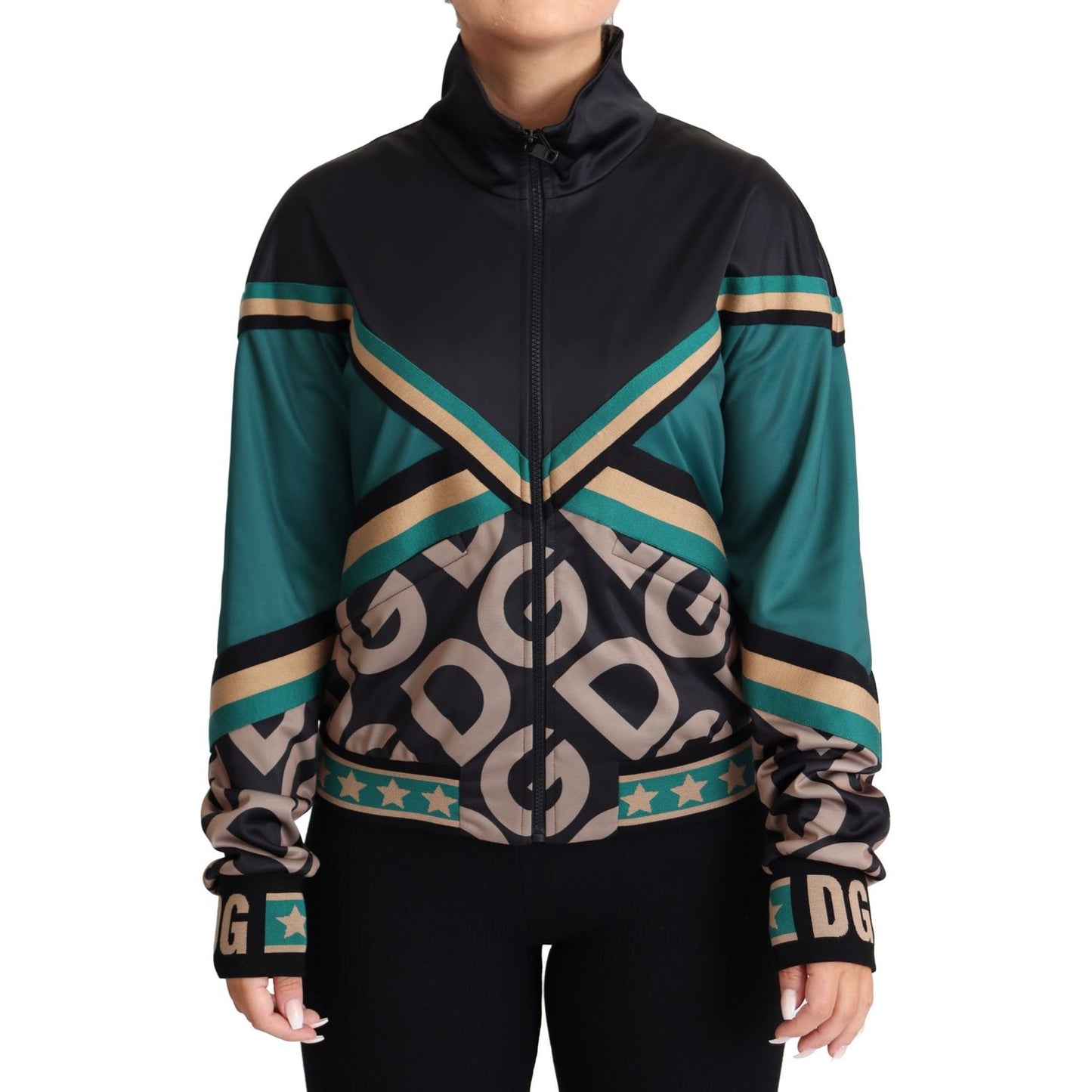 Dolce & Gabbana Chic Multicolor Track Jacket with Logo Mania Coats & Jackets Dolce & Gabbana