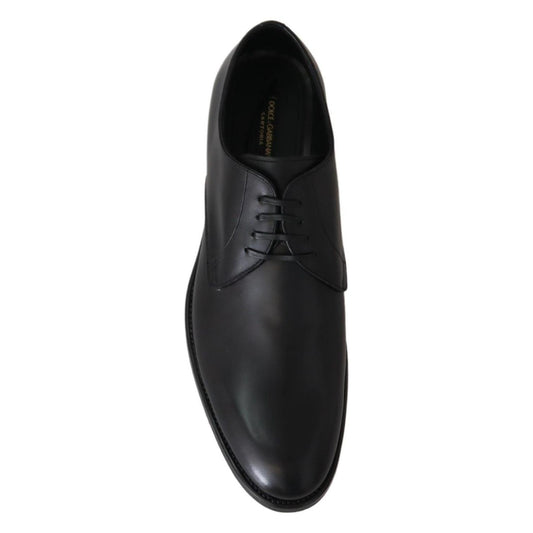 Dolce & Gabbana Elegant Black Leather Derby Dress Shoes Dress Shoes Dolce & Gabbana