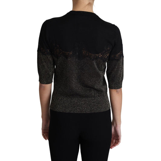 Dolce & Gabbana Elegant Lurex Threaded Jersey Lace Blouse Dolce & Gabbana