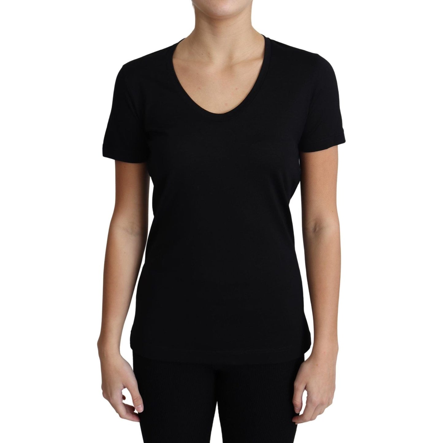 Dolce & Gabbana Elegant Black Wool Round Neck T-Shirt Dolce & Gabbana