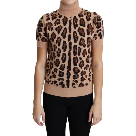 Dolce & Gabbana Elegant Leopard Print Wool Turtleneck Top Dolce & Gabbana