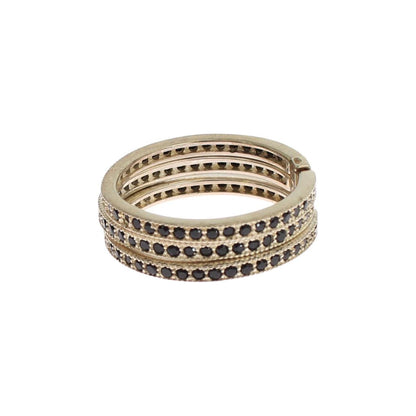 Nialaya Black CZ 925 Sterling Silver Womens Ring