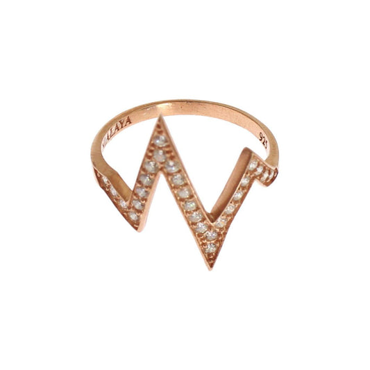 Nialaya Pink Gold 925 Silver Womens Clear Ring