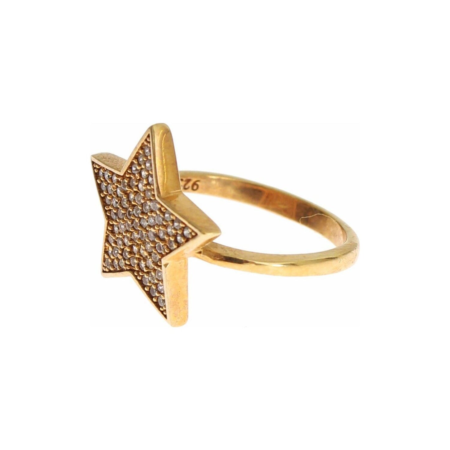 Nialaya Elegant Gold-Plated Sterling Silver Ring with CZ Crystals Ring Nialaya