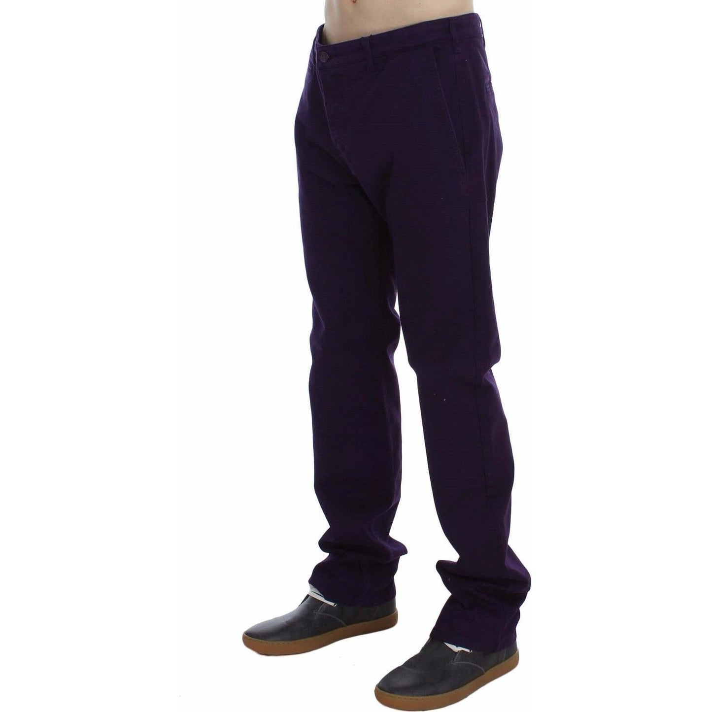 GF Ferre Purple Cotton Stretch Slim Chinos GF Ferre