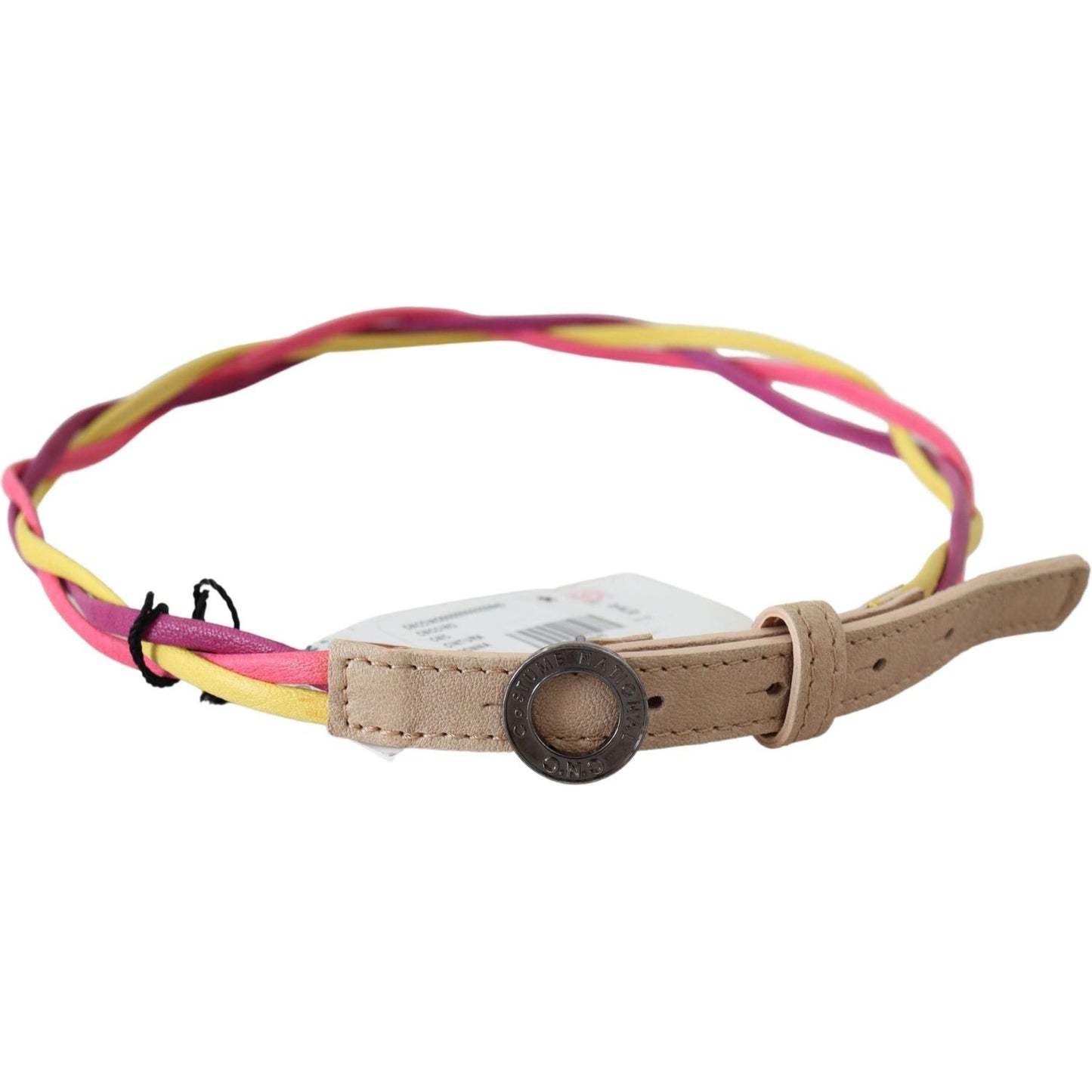 Costume National Multicolor Twisted Leather Circle Buckle Belt