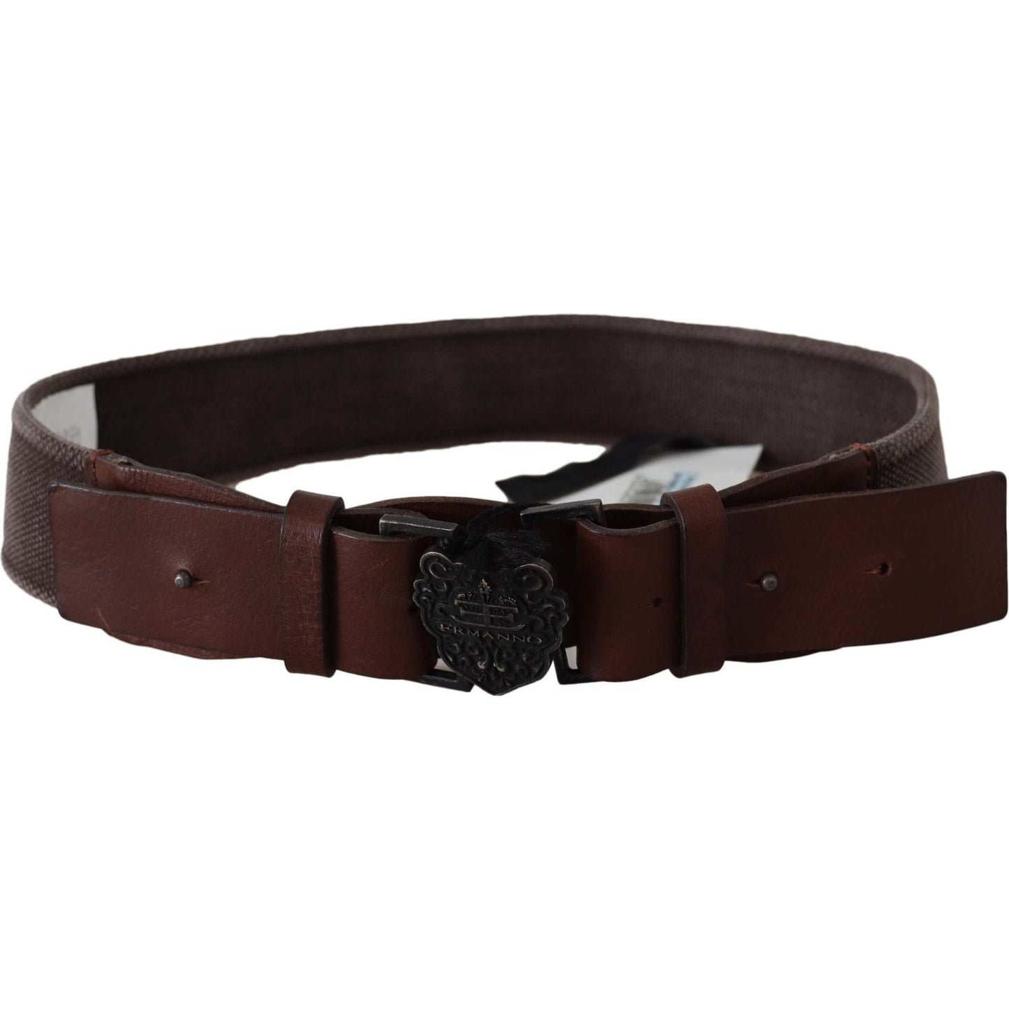 Ermanno Scervino Classic Dark Brown Leather Belt with Logo Buckle Belt Ermanno Scervino