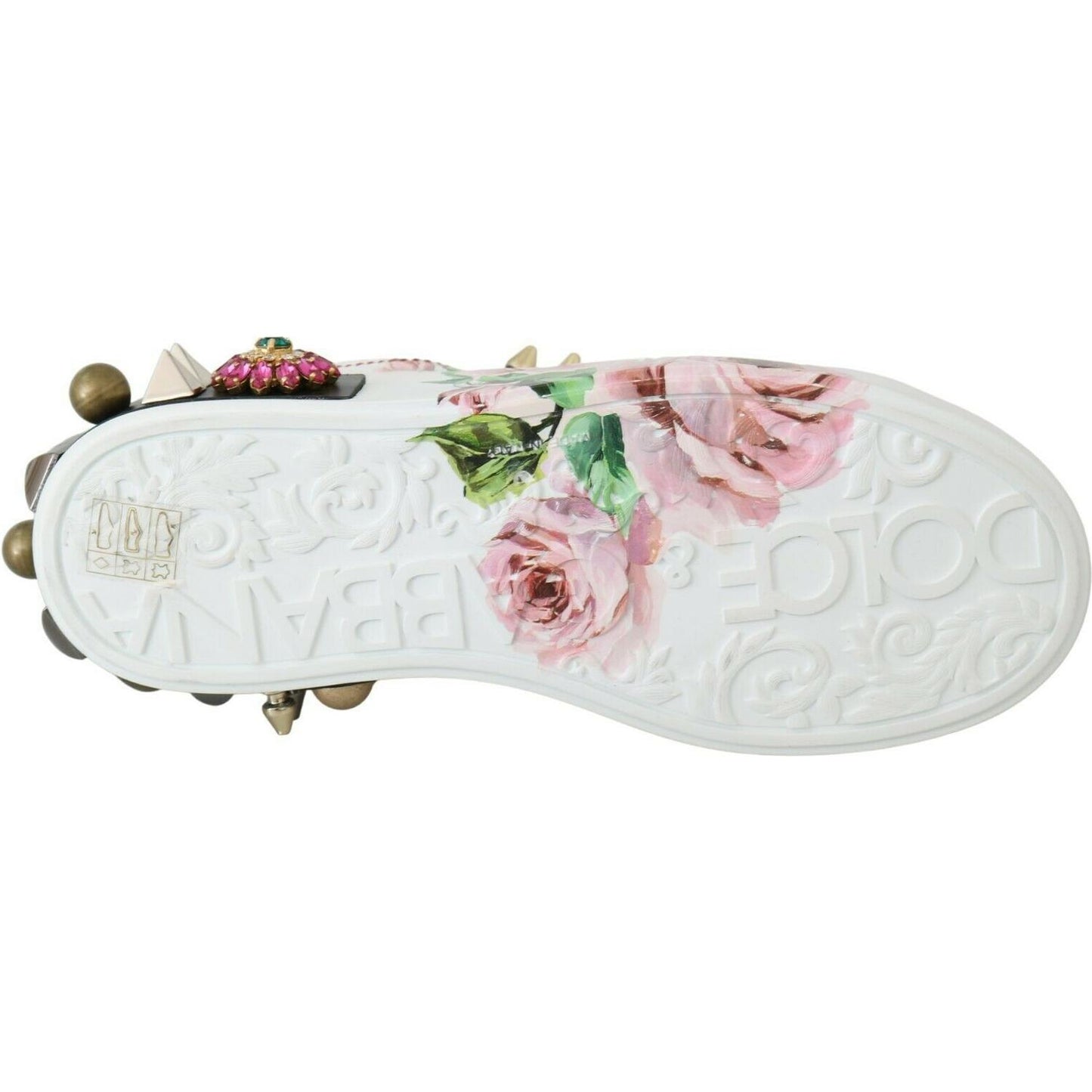 Dolce & Gabbana Floral Crystal-Embellished Leather Sneakers Dolce & Gabbana