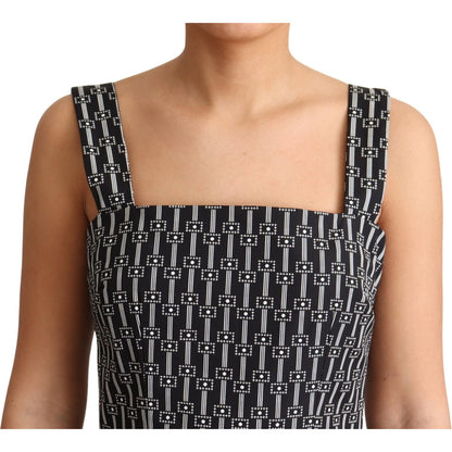 Dolce & Gabbana Black White Pattern Cotton A-Line Dress